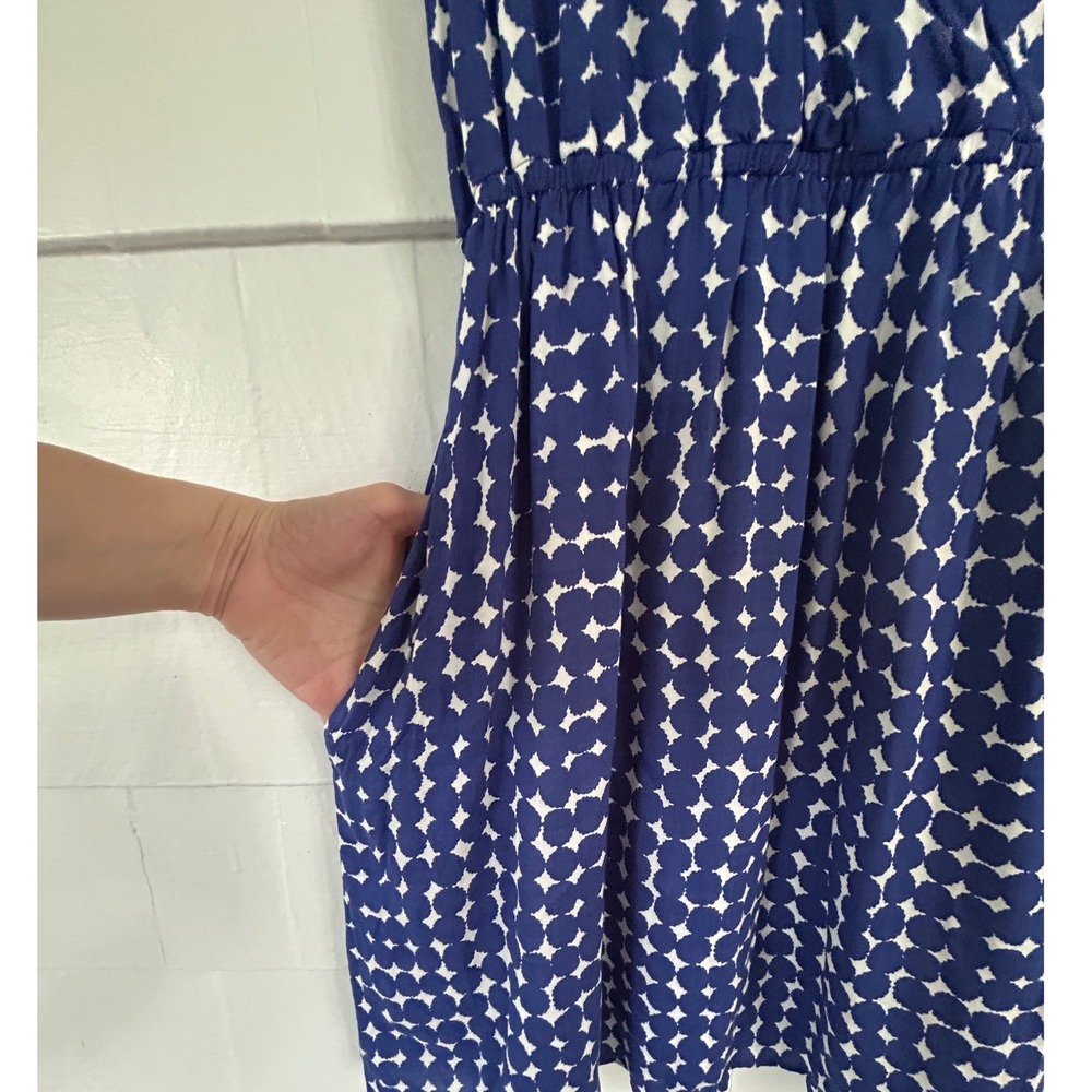 Boden Blue White Geometric Sleeveless Pocket Dress Size 8 - Picture 6 of 10